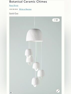 White Ceramic Hanging Wind Chime Mobile - Decorative Home Accent